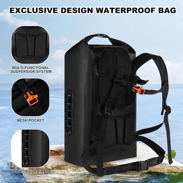 Водонепроникний рюкзак IDRYBAG для жінок та чоловіків, 40 л, для каякінгу та водних видів спорту (Блакитний)