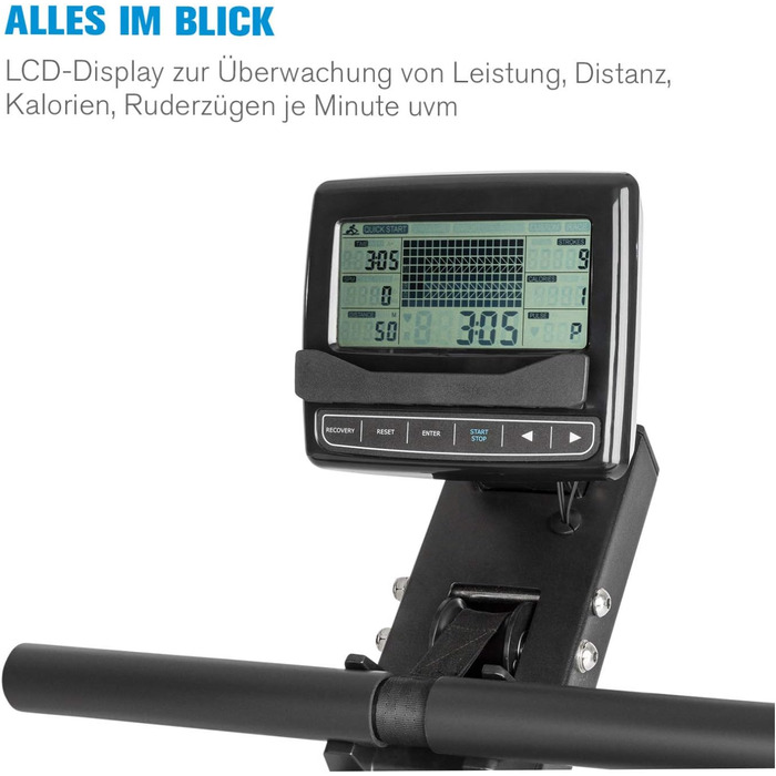 Capital Sports Rowshaper: Тренажер для веслування з водним опором, складаний, до 150 кг, сірий