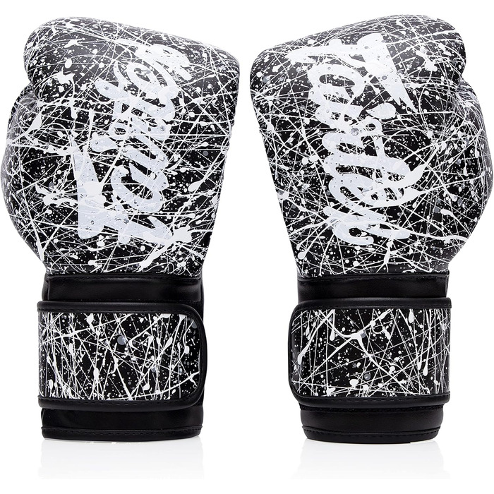 Боксерські рукавички Fairtex BGV14 для Муай Тай та кікбоксингу, тренувальні, 12 oz, чорні/білі, унісекс, для дітей і дорослих