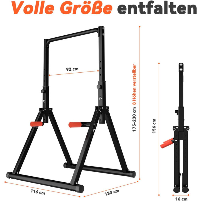 Спортивний турнік Klimmzugstange Freistehend Power Tower Dip Station, регульований, чорний