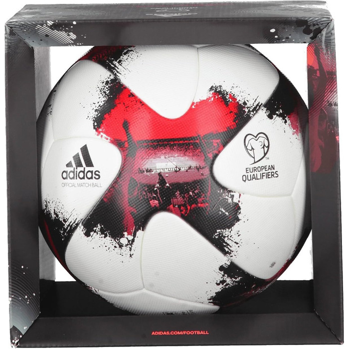 Футбольний м'яч adidas European Qualifier OMB, розмір 5, білий/червоний/чорний