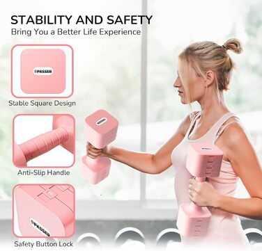 Регульовані гантелі 2 шт. 20 кг, 5-в-1 для фітнесу, дому, силових тренувань. Білий (рожевий)