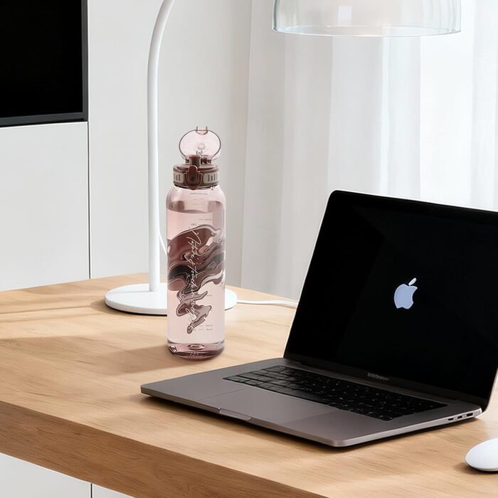 Дитяча пляшка для води UZSPACE 600 мл, спортивна, непроливальна, з одноручним керуванням, для газованої води, можна мити в посудомийній машині, для школи та активного відпочинку, білий колір