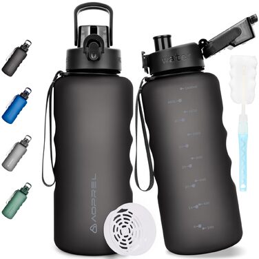 Спортивна пляшка для води AOPREL 1.5Л з фільтром, Tritan BPA-free, герметична пляшка для фітнесу, подорожей та школи (Чорна)
