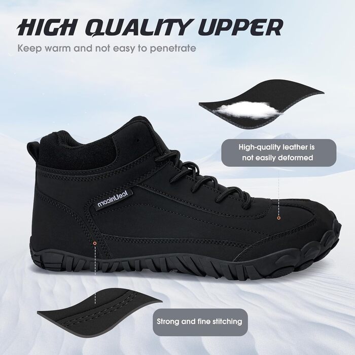 Зимові черевики IceUnicorn: теплі, з підкладкою, шкіряні, чорні (40 EU) для жінок та чоловіків