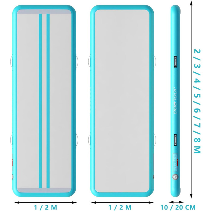 Гімнастичний надувний мат Air Tumbling Matte з електричним насосом, 200х100х10 см, для дому, спортзалу, йоги, фітнесу, челедингу, різних розмірів (2 м, 3 м, 4 м, 5 м, 6 м)