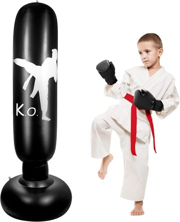 Дитячий боксерський мішок YAVOCOS 160 см, надувний боксерський мішок для дітей, підлітків та дорослих, для кікбоксингу, карате, ММА, боксу, домашніх тренувань