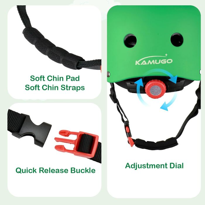 Дитячий шолом KAMUGO з комплектом захисту: наколінники, налокітники, напульсники (2-8 років)