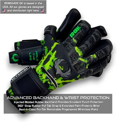Воротарські рукавички Renegade GK Limitierte Auflage Rogue з захистом пальців (розміри 6-11, Level 4+), Giga Grip 4+3мм - Преміум для чоловіків, дорослих, підлітків, дітей