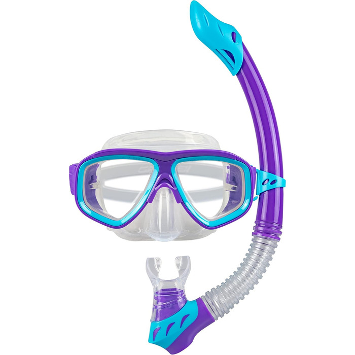 Набір Cressi Junior Rocks Kids для дітей 3-8 років: маска, сухий снорк, ласти та сітчаста сумка (S/M, 26/32, фіолетовий/блакитний)