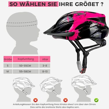Дитячий велосипедний шолом Rosenrot, регульований, 50-55 см, для дітей 3-13 років, з візором