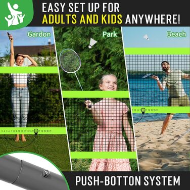 Набір для бадмінтону на вулиці: мережа, ракетки, воланчики, сумка. 6 м, чорний + жовтий