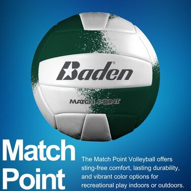 Волейбольний м'яч Baden Match Point зі штучної шкіри, офіційний розмір 5, для вулиці та навчальних закладів, підходить для всіх вікових груп