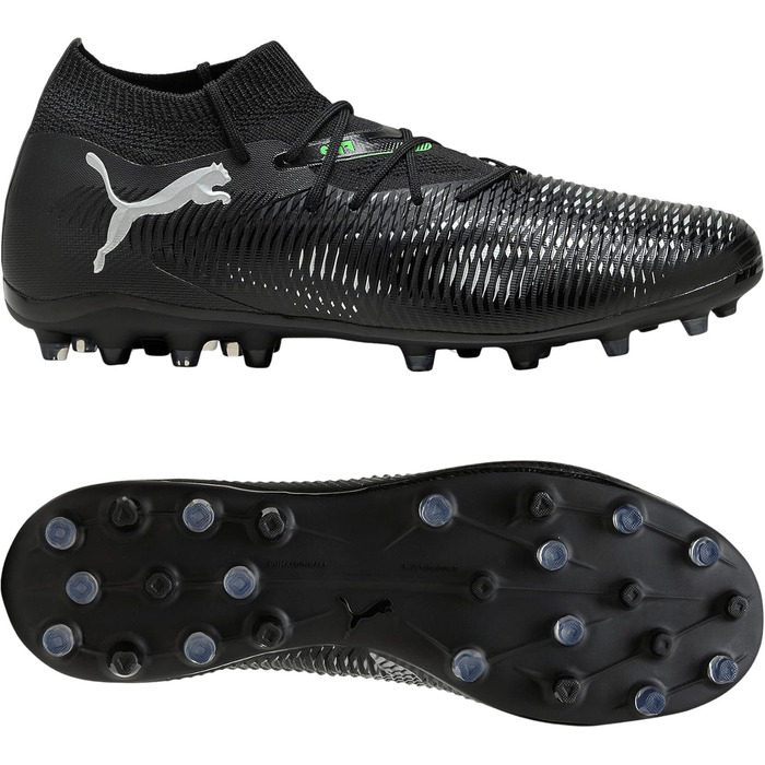 Кросівки футбольні PUMA Future 8 Match Mg - чорний, сріблястий, флуоресцентний зелений, 46 EU