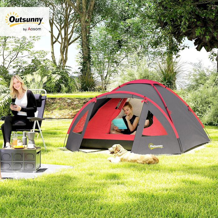 Намет Outsunny для кемпінгу 2-місний, водонепроникний UV 50+, з ґрунтовою плівкою, для подорожей, трекінгу та саду