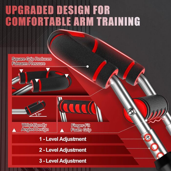 Тренування грудей Twister Armtrainer: 6 рівнів (30-50 кг / 30-150 фунтів), портативний тренажер з регульованою вагою - для дому, офісу та подорожей, червоний