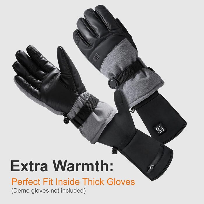 Електричні гріючі рукавички для жінок та чоловіків, чорні, M/L, водонепроникні, з акумулятором 7.4V 2200mAh, 3 режими нагріву, сенсорний екран