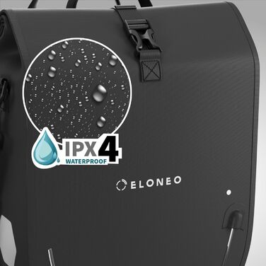 Велосипедна сумка ELONEO для багажника з LED підсвіткою, відділенням для ноутбука, 25 л, водонепроникна, чорна, з ручкою та плечовим ременем