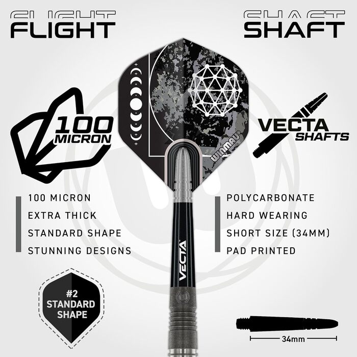 Дартс WINMAU Callisto 90% вольфрам, професійний набір з сталевим наконечником, 3 комплектації, ваги 22-26 г, з крилами та держателями