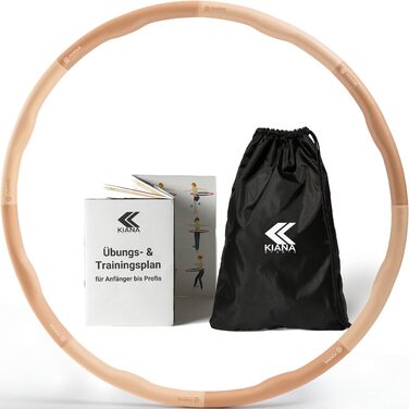 Hula Hoop KIANA SPORTS для схуднення, 1.2 кг - фітнес обруч з німецькою розробкою, хвилястий, коричневий + сумка та план тренувань