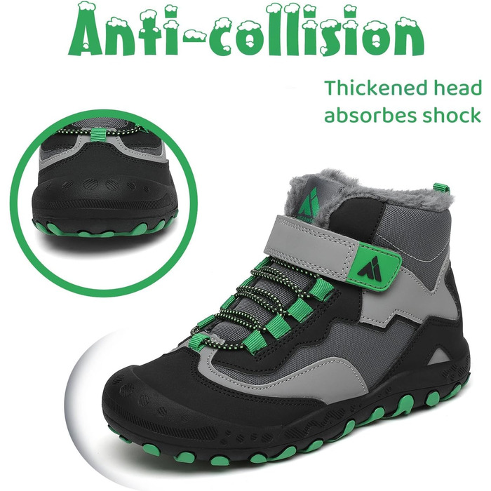 Дитячі зимові черевики Mishansha: теплі, водонепроникні, антиковзаючі, р.24-38 (EU 28), чорні