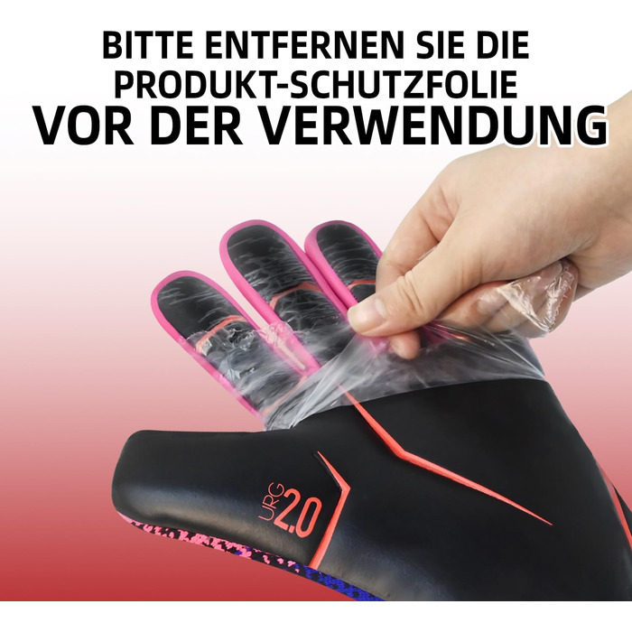 Футбольні воротарські рукавички Torwarthandschuhe для дітей та дорослих, розміри 6-10, червоні