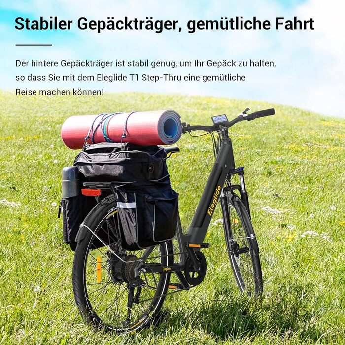 Електровелосипед Eleglide T1 Step-Thru 27.5'' для міста та туризму, 250 Вт, 36В 13А·год літієва батарея, запас ходу до 100 км, LCD-дисплей, європейський стандарт