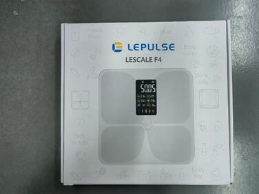Розумна ваги Lepulse Lescale F4 з аналізом складу тіла, визначенням жиру та м'язової маси, ультраточна персональна вага з великим дисплеєм, 15 показників, біла