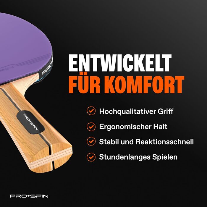 PRO-SPIN Набір для настільного тенісу: ракетки, м'ячі, сумка | Преміум якість, 4 гравці | Різні кольори