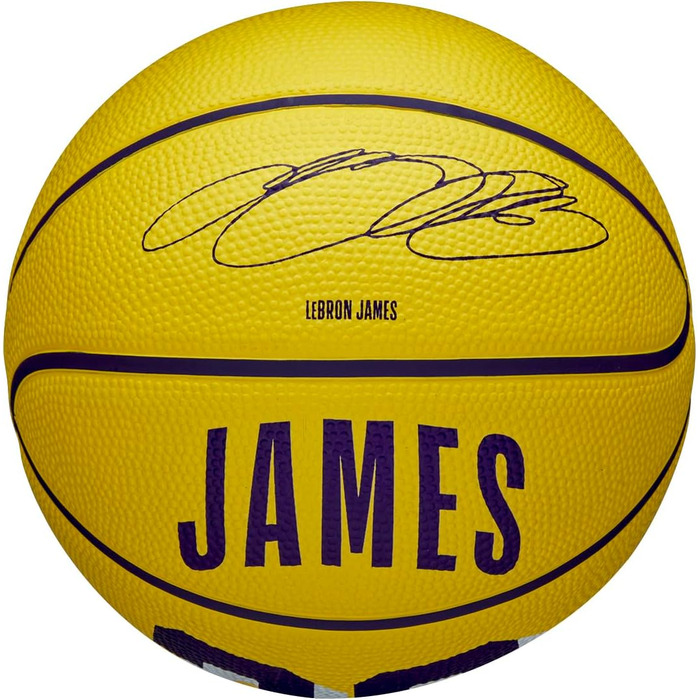 Баскетбольний м'яч WILSON NBA Player Icon, розмір 7 та міні 3, для вулиці, Лос-Анджелес Лейкерс