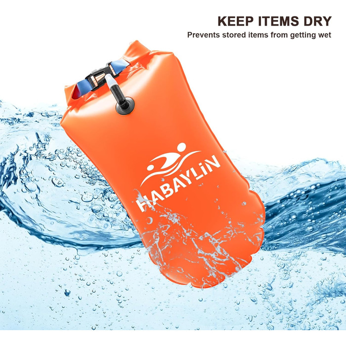 Надувна плавуча шийка 20L помаранчевого кольору для дорослих та дітей - безпечний тримач для плавання у відкритій воді та триатлону