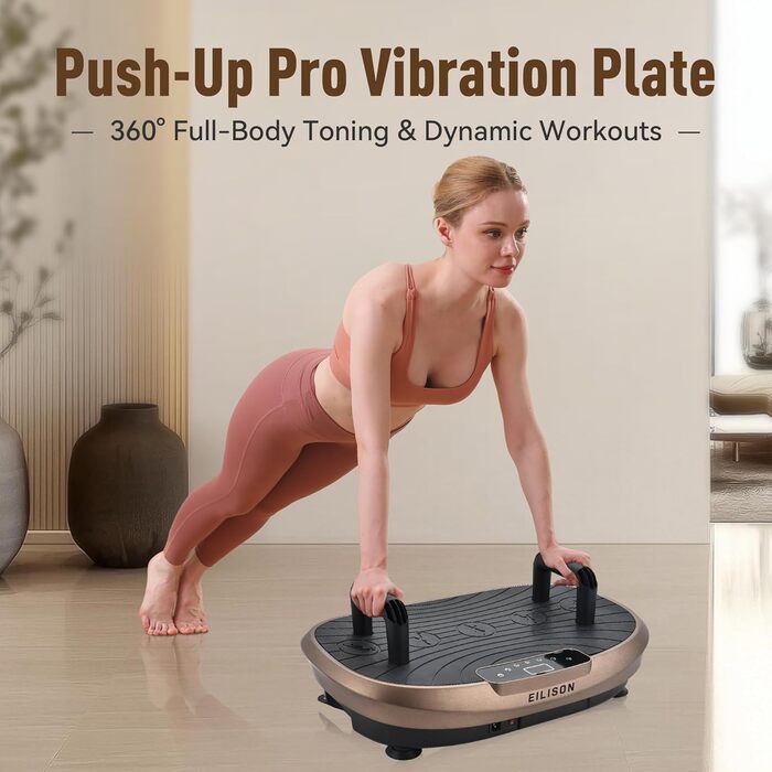 Машина для тренувань EILISON FITABS 3D з вібрацією та сидінням: вібрація, пульсація, платформа для віджимань, лімфодренаж, схуднення, відновлення. Кольори: Braun, Schwarz, Silber