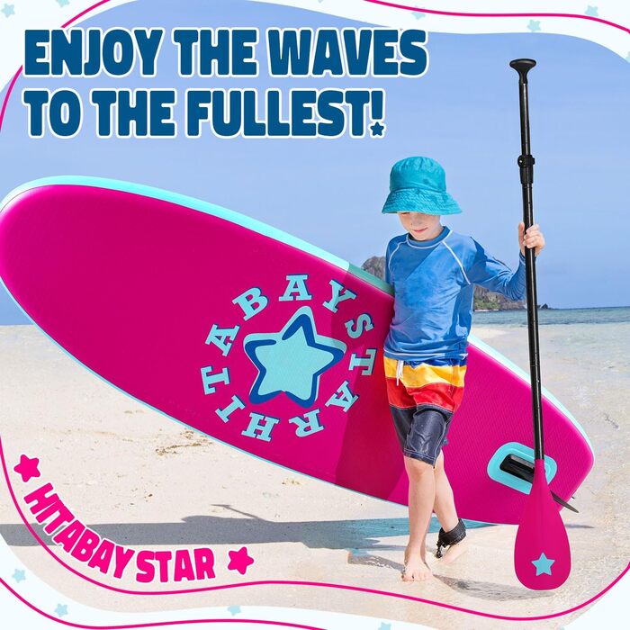 Надувне SUP-борд для дітей та підлітків з аксесуарами (рожевий, зірка)