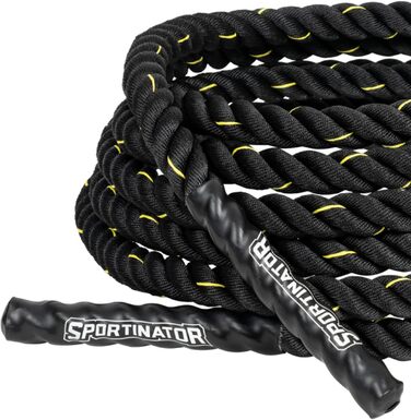 Батл-роуп SPORTINATOR® 9 м, 7 кг – тренувальний канат для фітнесу, з пластиковими ручками, для координації та витривалості, для жінок і чоловіків
