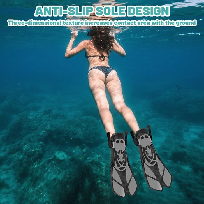 Ласти для плавання Schwimmflossen S/M (36-41) унісекс, регульовані, з відкритим п'яткою, чорні