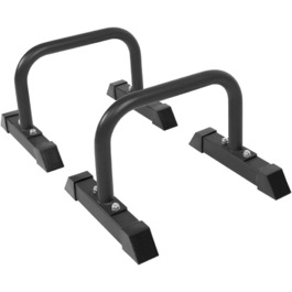 Паралетси для фітнесу GORILLA SPORTS, сталеві, 2 шт, 46x39x30 см, до 200 кг, нековзні, для віджимань, стійки на руках, калістеніки, чорні