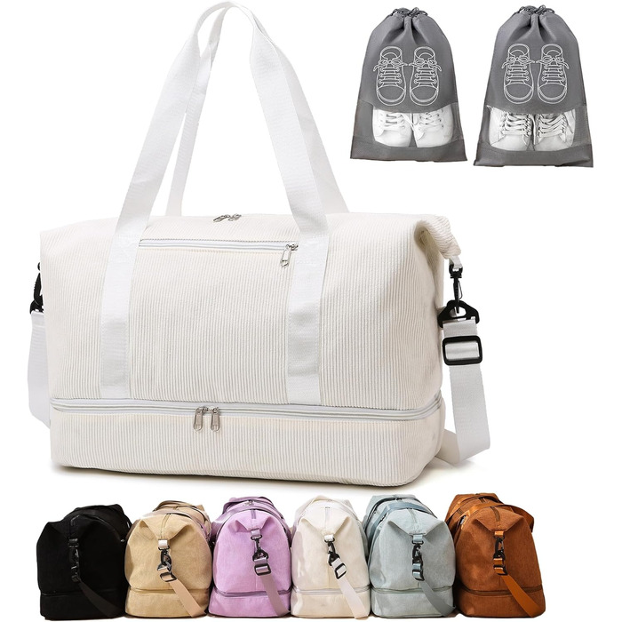 Спортивна сумка-рюкзак для жінок, 35л, Weekender, для подорожей та тренувань, з відділенням для взуття та мокрих речей, бежева