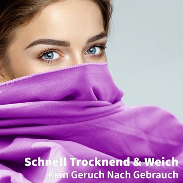 Набір рушників з мікрофібри 3 шт. (160x80 см великий + 2 шт. 80x40 см маленький), для подорожей, спорту, сауни, швидковисихаючі, фіолетові