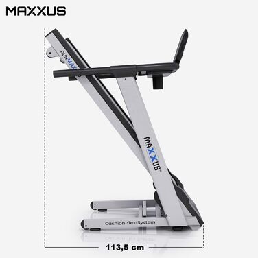 Бігова доріжка MAXXUS RunMaxx 5.0, електрична, 5 к.с., до 18 км/год, 36 програм, 16 рівнів нахилу, LCD-дисплей, зона бігу 140x49 см, пульсометр, тримач для планшета, складана, для дому