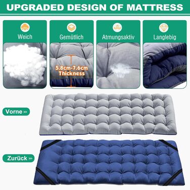 Велике розкладне ліжко з матрацом – 198x81x46 см, 400 кг, сталевий каркас, Oxford-тканина, для дорослих, сад, подорожі (Сірий)