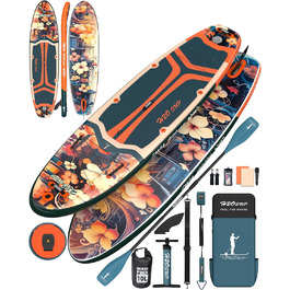 Надувний SUP-борд H2OSUP Stand Up Paddling Board - широка дошка для паділбордингу з преміум аксесуарами, стабільний надувний SUP для будь-якого рівня (зелений)