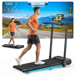 Біговий доріжка для дому з нахилом до 14 км/год, складаний біговий доріжка з робочим столом, LED-дисплей, пульт дистанційного керування та керування через додаток, компактний Walkpad для дому та офісу, зелений