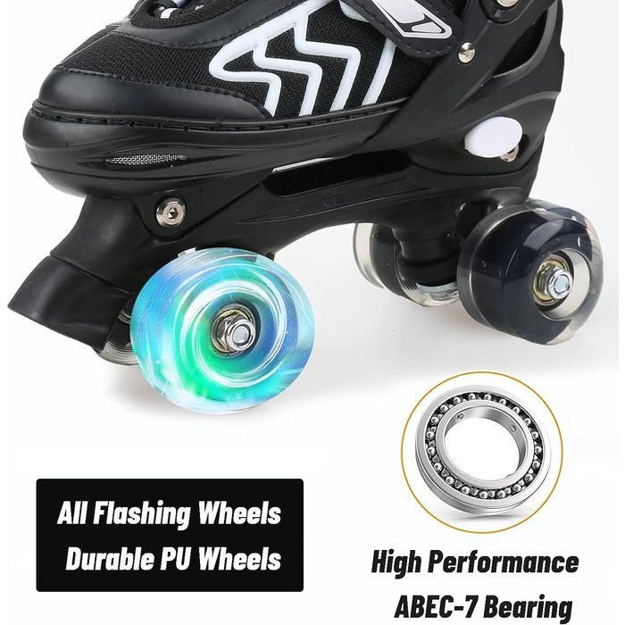 Дитячі ролики Kinder для дівчаток та хлопчиків, регульовані, з підсвічуванням, Quad Skates, для дому та вулиці