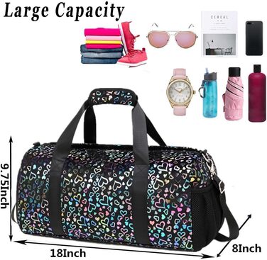 Дитяча спортивна сумка для дівчаток чорна — універсальна сумка для подорожей, тренувань, басейну та сауни з окремим відділенням для взуття