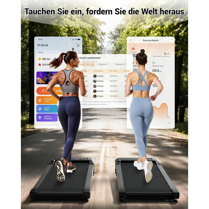 Бігова доріжка DeerRun Walking Pad з ухилом 6%, для дому та офісу, з додатком, LED-дисплеєм, пультом ДУ, до 136 кг, матово-чорна
