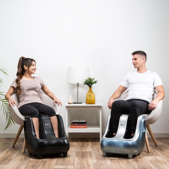 Електричний масажер для ніг GLOBAL RELAX VITALZEN SLIM з шиацу, розминанням і підігрівом, для поліпшення кровообігу та зняття болю, інтуїтивна панель керування, синій (Vitalzen Pro)
