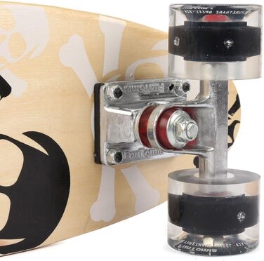 Скейтборд FunTomia Mini-Board Cruiser 57 см з 7-шарового канадського клену, підшипники Mach1 ABEC-9, білі з черепом, чорні LED-колеса