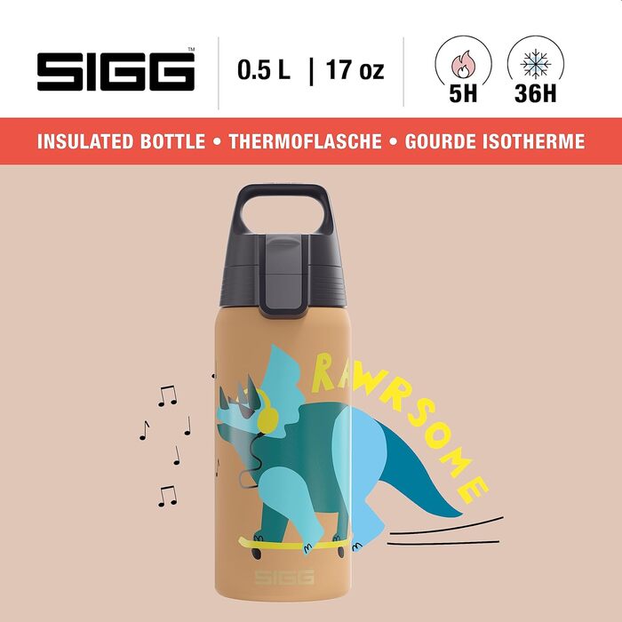 Термос-бутилка SIGG Shield ONE для дітей, ізольована, 0,5 л, для газованих напоїв, герметична, легка, BPA-free, дизайн Rawsome