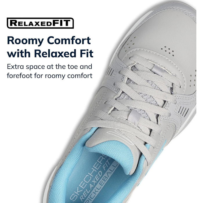Кросівки для піклболу Skechers Viper Court Smash для залів та вулиці, розслаблена посадка, сіро-блакитні, 36 EU