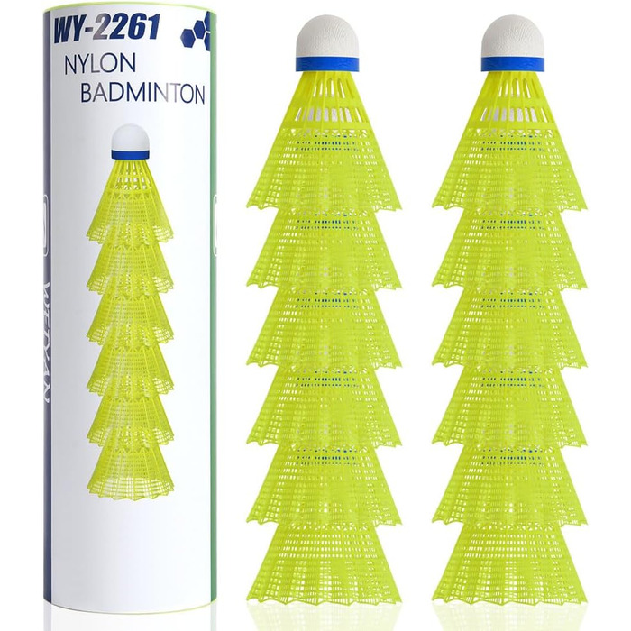 Флінтронік Бадмінтонні м'ячі, нейлонові, 12 шт. - для тренувань та гри в приміщенні та на вулиці